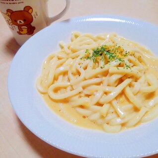 カルボナーラ風うどん♪　電子レンジでOK